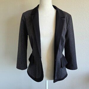 Anthropologie Cartonnier Womens Jacket Size 4 Pockets Blazer Gray Black Lined